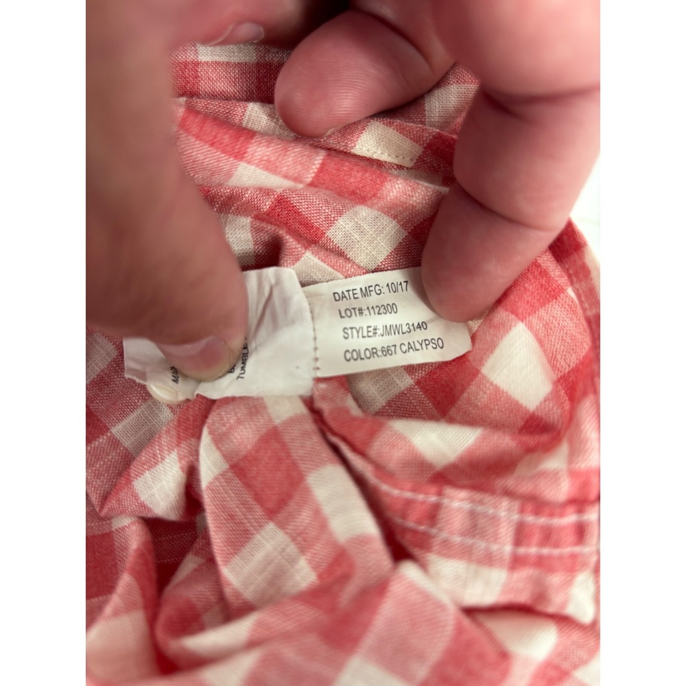 johnnie-O Hangin Out Mens Large Red White Gingham Button Down Shirt JMWL3140 - Picture 4 of 11